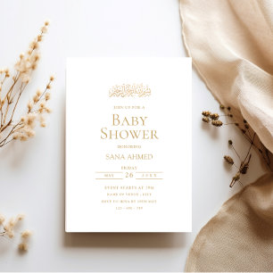 Invitación Mínimo estilo moderno de escritura de oro Baby Sho