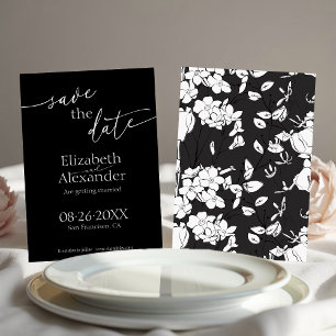 Invitación Mínimo Fancy Black & White Script Save the Date
