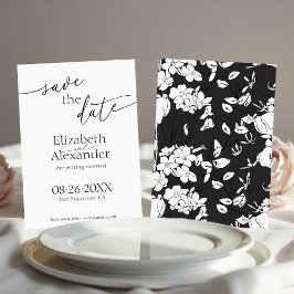 Invitación Mínimo Fancy Black & White Script Save the Date
