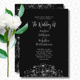 Invitación Mínimo Floral Blanco Floral Código QR Boda elegant