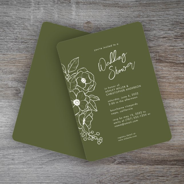 Invitación Mínimo Floral Botánica Moss Ducha Boda Verde (Subido por el creador)