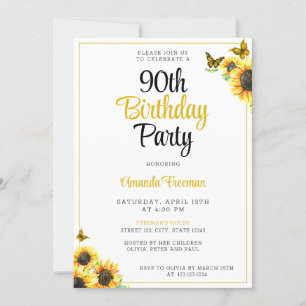 Invitación Mínimo Girasol 90 cumpleaños