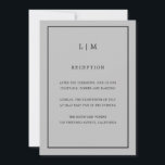Invitación Mínimo Gris Monograma Simple Elegante Boda<br><div class="desc">Simple invitación a la boda con un diseño moderno y elegante con tu monograma de dos letras en la parte superior y tus detalles rodeados de un delgado borde. Las fuentes y los colores de fondo pueden cambiarse a los colores que desee pulsando el botón "personalizar". Una moda y un...</div>