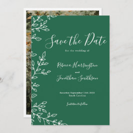Invitación Mínimo Leaf Green Wedding Salva La Fecha