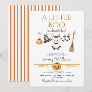 Invitación Mínimo Little Boo Halloween Baby Shower