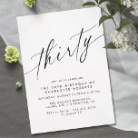 Invitación Mínimo moderno | 30 Aniversario de los blancos y n<br><div class="desc">Invitaciones para la bonito de 30 años con un diseño moderno y simplista. Fuente negra en un fondo blanco.</div>