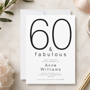 Invitación Mínimo Moderno 60 y fabuloso Cumpleaños 60