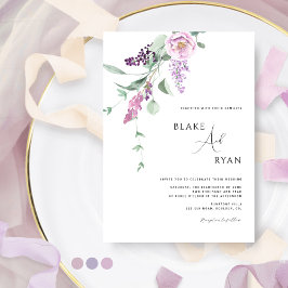 Invitación Mínimo, moderno Boda floral malva malva pastel