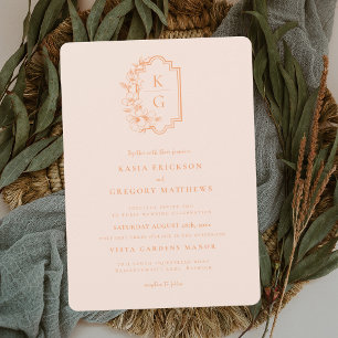 Invitación Mínimo moderno   Boda Peach y Rubor