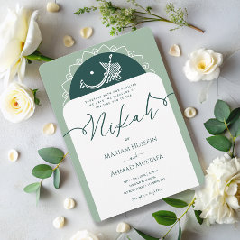 Invitación Mínimo moderno Castillo de Chick Sage Verde Nikah