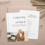 Invitación Mínimo moderno | Detalles del Boda fotográfico y<br><div class="desc">Esta invitación a una boda fotográfica mínima muestra su propia foto acompañada de tipografías modernas. Con los detalles enumerados en el reverso. El color de fondo también se puede personalizar. Estas tarjetas diseñadas profesionalmente son rápidamente personalizable. Una clásica invitación a la boda en blanco y negro. El blanco brillante y...</div>