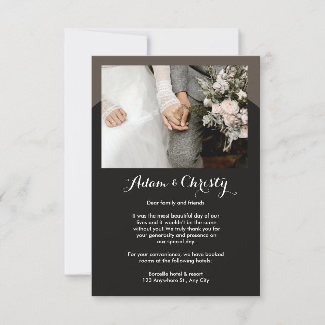 Invitación Mínimo moderno | Detalles del Boda fotográfico y (Anverso)