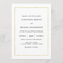 Mínimo moderno | Faux Gold Border Boda