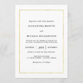 Invitación Mínimo moderno | Faux Gold Border Boda
