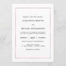 Mínimo moderno | Faux Rosa Gold Border Boda