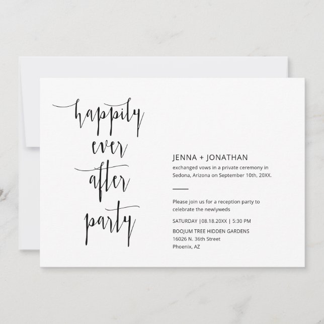 Invitación Mínimo moderno Feliz Nunca Después De La Foto De C (Anverso)