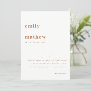 Invitación Mínimo moderno negrita Naranja de óxido Boda de ti