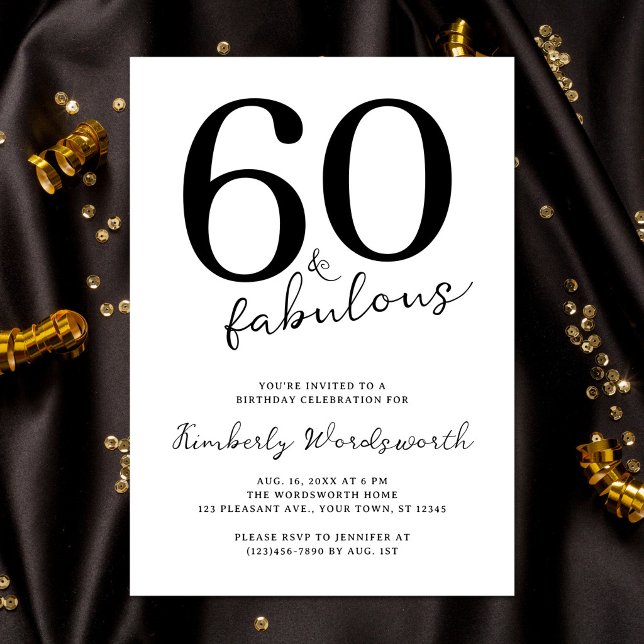 Invitación Mínimo Moderno Sesenta y Fabuloso Cumpleaños 60 (Subido por el creador)
