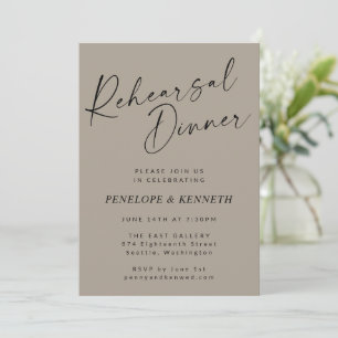 Invitación Mínimo Moderno Taupe Marrón Ritmo de ensayo Cena