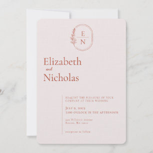 Invitación Mínimo moderno   Terracota y Boda de Rubor