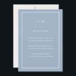 Invitación Mínimo Monograma Azul Simple Elegante Boda<br><div class="desc">Simple invitación a la boda con un diseño moderno y elegante con tu monograma de dos letras en la parte superior y tus detalles rodeados de un delgado borde. Las fuentes y los colores de fondo pueden cambiarse a los colores que desee pulsando el botón "personalizar". Una moda y un...</div>