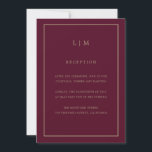 Invitación Mínimo Monograma de Borgoña Simple Elegante Boda<br><div class="desc">Simple invitación a la boda con un diseño moderno y elegante con tu monograma de dos letras en la parte superior y tus detalles rodeados de un delgado borde. Las fuentes y los colores de fondo pueden cambiarse a los colores que desee pulsando el botón "personalizar". Una moda y un...</div>