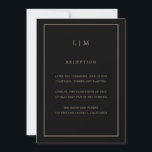 Invitación Mínimo Monograma de Oro Negro Simple Elegante Boda<br><div class="desc">Simple invitación a la boda con un diseño moderno y elegante con tu monograma de dos letras en la parte superior y tus detalles rodeados de un delgado borde. Las fuentes y los colores de fondo pueden cambiarse a los colores que desee pulsando el botón "personalizar". Una moda y un...</div>
