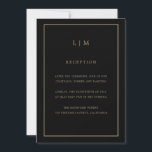 Invitación Mínimo Monograma de Oro Negro Simple Elegante Boda<br><div class="desc">Simple invitación a la boda con un diseño moderno y elegante con tu monograma de dos letras en la parte superior y tus detalles rodeados de un delgado borde. Las fuentes y los colores de fondo pueden cambiarse a los colores que desee pulsando el botón "personalizar". Una moda y un...</div>