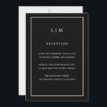 Invitación Mínimo Monograma Negro Simple Elegante Boda<br><div class="desc">Simple invitación a la boda con un diseño moderno y elegante con tu monograma de dos letras en la parte superior y tus detalles rodeados de un delgado borde. Las fuentes y los colores de fondo pueden cambiarse a los colores que desee pulsando el botón "personalizar". Una moda y un...</div>