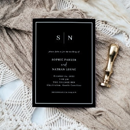 Invitación Mínimo negro y Moda | Boda de borde blanco
