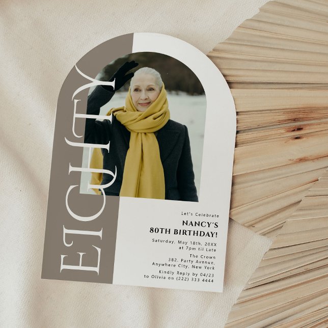 Invitación Mínimo OCHENTA Foto Arch 80 cumpleaños (Subido por el creador)