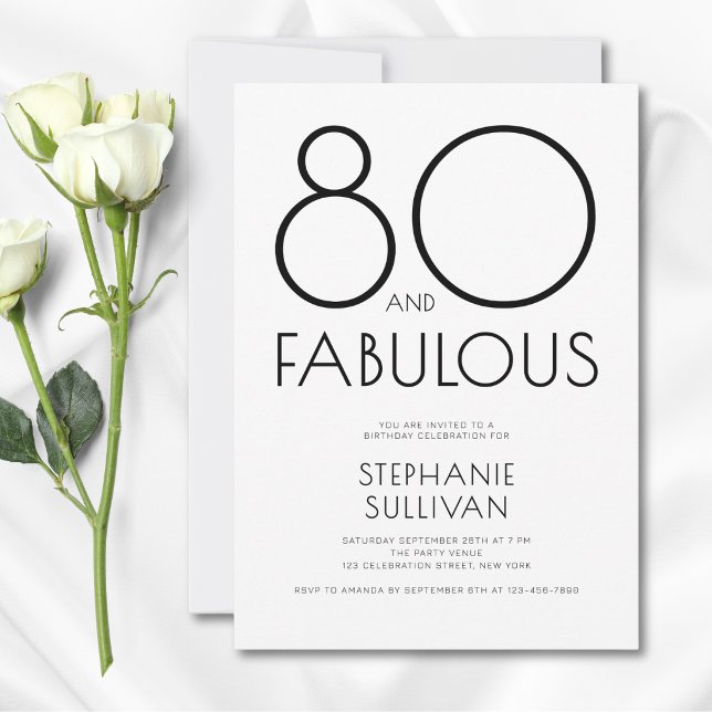 Invitación Mínimo Ochenta y Fabuloso Cumpleaños 80 (Subido por el creador)