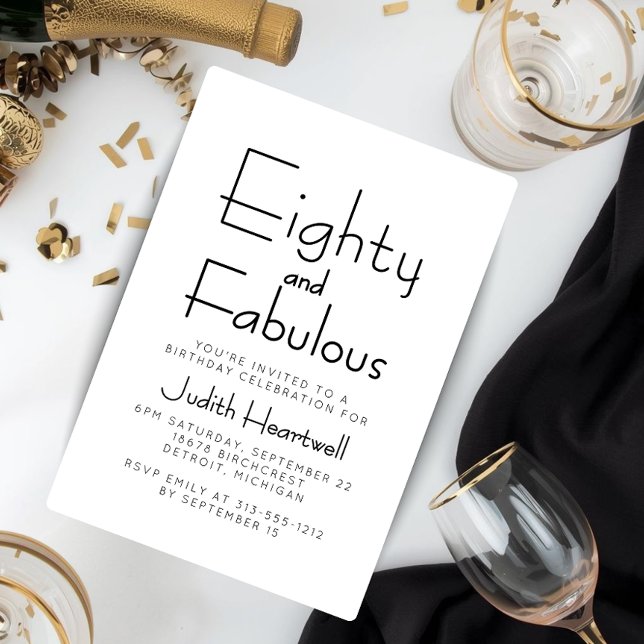 Invitación Mínimo Ochenta y Fabuoso Cumpleaños 80 (Subido por el creador)