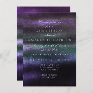 Invitación Mínimo Ombre Verde azulado Marina Púrpura Verde Tr