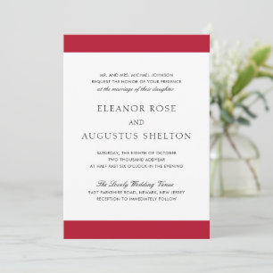 Invitación Mínimo Rojo Moderno Todo En Un Boda