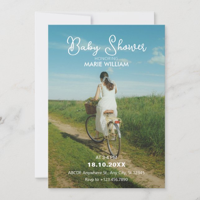 Invitación Mínimo Romance Estético Foto ducha de novia (Anverso)
