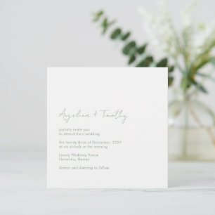 Invitación Mínimo Sage Green Modern Elegant Wedding