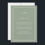 Invitación Mínimo Sage Green Monograma Simple Elegante Boda<br><div class="desc">Simple invitación a la boda con un diseño moderno y elegante con tu monograma de dos letras en la parte superior y tus detalles rodeados de un delgado borde. Las fuentes y los colores de fondo pueden cambiarse a los colores que desee pulsando el botón "personalizar". Una moda y un...</div>