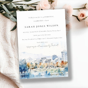 Invitación Mínimo San José, California Watercolor Birthday
