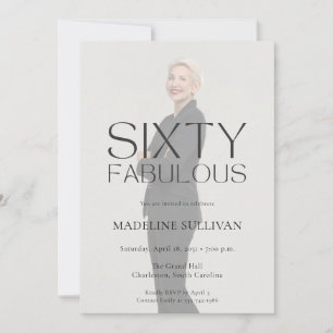 Invitación Mínimo Sesenta Fabuloso Cumpleaños 60 Foto Fiesta