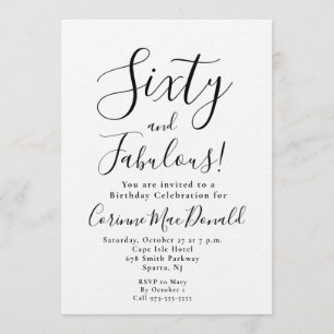 Invitación Mínimo Sesenta y Fabuloso Cumpleaños 60