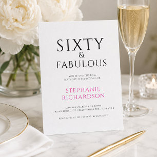 Invitación Mínimo Sesenta y Fabuloso Cumpleaños 60