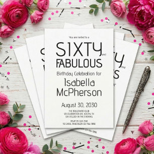 Invitación Mínimo Sesenta y Fabuosa Fiesta de Cumpleaños 60