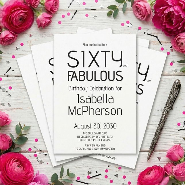 Invitación Mínimo Sesenta y Fabuosa Fiesta de Cumpleaños 60 (Subido por el creador)