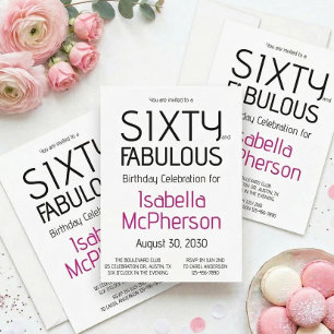 Invitación Mínimo Sesenta y Fabuosa Fiesta de Cumpleaños 60