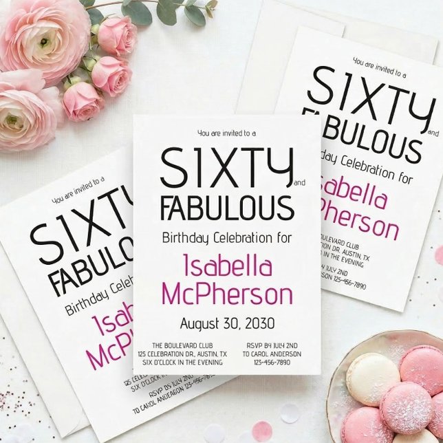 Invitación Mínimo Sesenta y Fabuosa Fiesta de Cumpleaños 60 (Subido por el creador)