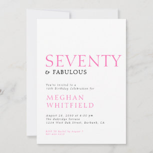 Invitación Mínimo setenta y fabuloso cumpleaños número 70