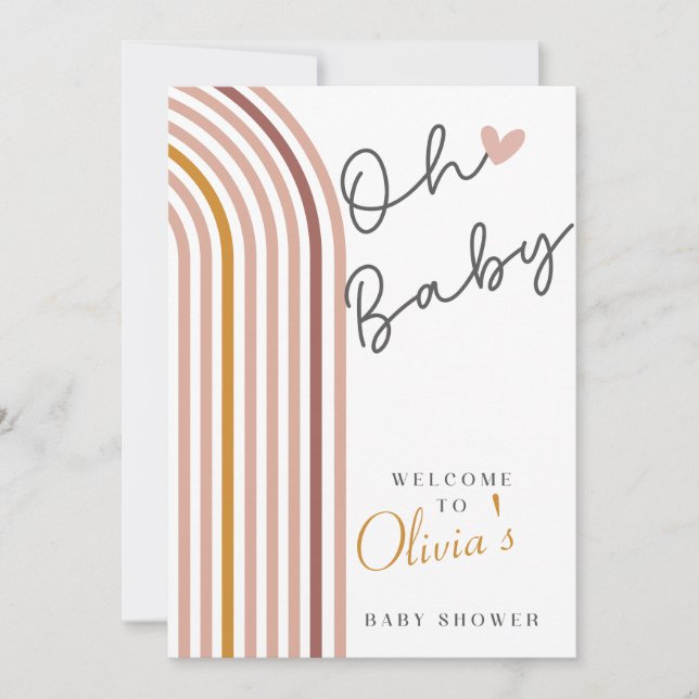 Invitación Mínimo signo de Baby Shower del arco iris del Boho (Anverso)