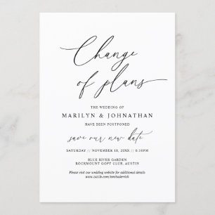 Invitación Mínimo Simple, Cambio de planes, boda pospuesta