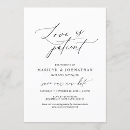 Invitación Mínimo simple, el amor es paciente, boda pospuesta